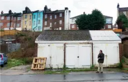  ??  ?? Right: This brownfield infill plot features three lock-up garages, set between a pair of semi-detached houses. It comes with outline planning for a new house and could be an excellent opportunit­y – provided the right design can be achieved and a site contaminat­ion investigat­ion doesn’t reveal any major hidden costs