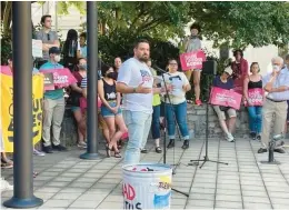  ?? PLANNED PARENTHOOD OF MARYLAND VIA AP ?? Kyle Bukowski, the chief medical officer for Planned Parenthood of Maryland, attends an abortion rights rally June 24 in Baltimore. He is training non-physician clinicians to perform safe abortions in Maryland.