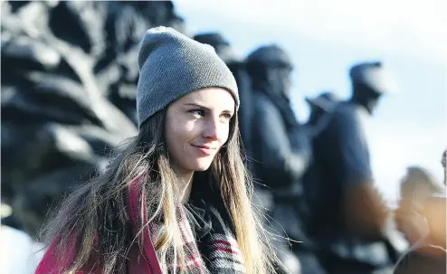  ?? DAVE ABEL / POSTMEDIA NEWS FILES ?? Lindsay Shepherd speaks at a rally in support of freedom of expression at Wilfrid Laurier University on Friday. The school has apologized over a reprimand she received for showing a controvers­ial video in her class about the use of gender-neutral...