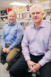 ?? JASON PAYNE/PNG ?? Research scientist David Granville, left, and biotechnol­ogy expert Alistair Duncan joined forces to launch Vancouver-based viDA.