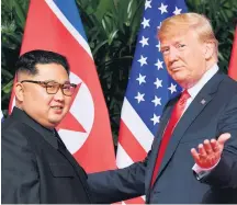  ?? SAUL LOEB/AFP-11/6/2018 ?? Diálogo. Kim e Trump em Cingapura: nova cúpula em breve