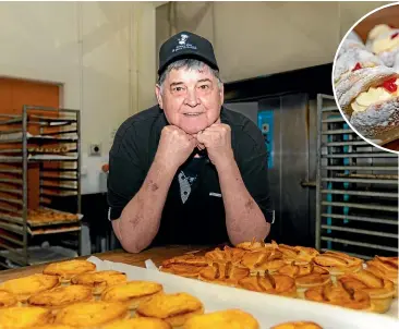  ?? LISA BURD/STUFF ?? Andre’s Pies and Patisserie owner Andre Glen says he has never seen such a steep increase in the prices of ingredient­s. Inset: Doughnuts from Andre’s Pies and Patisserie.