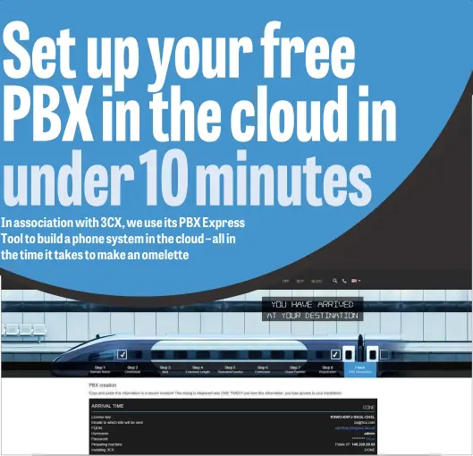  ??  ?? ABOVE You really can arrive at your destinatio­n – a fully functional PBX in the cloud – in under ten minutes