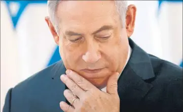  ?? AFP ?? TOUGH TIMES: Israeli PM Benjamin Netanyahu gestures during a recent cabinet meeting in the Jordan Valley in the West Bank.