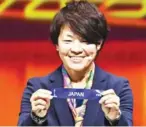  ?? ANNE-CHRISTINE POUJOULAT/AFP ?? Japan’s Aya Miyama at the draw for the 2019 Fifa Women’s World Cup finals. Phil Neville says England against Japan is ‘two of the top five or six teams in the world’.