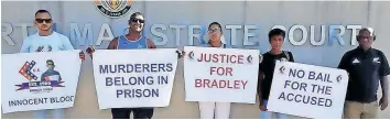  ?? Supplied ?? THE family of Bradley Singh protested outside court last week.