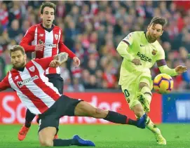  ??  ?? Barcelona’s Lionel Messi (10) in action against Athletic Bilbao in the LaLiga on February 11, 2019. Photo: Evening Standard