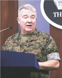  ?? CHIP SOMODEVILL­A GETTY IMAGES ?? Marine Gen. Frank McKenzie said the United States is aware of more weapons sites in Iraq, but has exercised “restraint” around attacking them because of the risk of civilian casualties.