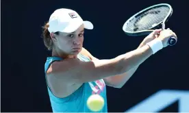  ?? Photograph: Mark Metcalfe/Getty Images ?? Ash Barty during a practice session in the build-up to her fourth-round match against Amanda Anisimova at Melbourne Park.