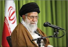  ?? CONTRIBUTE­D BY THE OFFICE OF THE IRANIAN SUPREME LEADER ?? Supreme Leader Ayatollah Ali Khamenei speaks at a meeting in Tehran, Iran, Wednesday. Khamenei urged Europe to do more to back the 2015 nuclear deal after President Donald Trump refused to re-certify the pact.