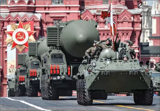  ?? ?? SHOW OF FORCE: The RD-24 Yars missile can carry 10 nuclear warheads and could hit London or New York within minutes of launching