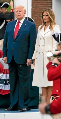  ??  ?? Donald Trump and wife Melania appear without masks at the Memorial Day ceremony at Fort McHenry National Monument and Historic Shrine in Baltimore.