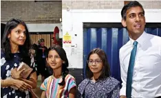  ?? ?? Concerned: Rishi Sunak with his wife and daughters