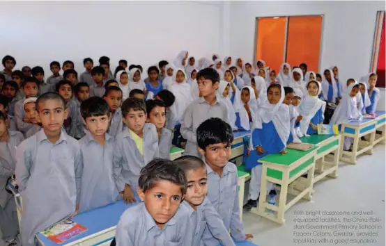  ??  ?? With bright classrooms and wellequipp­ed facilities, the China- Pakistan Government Primary School in Faqeer Colony, Gwadar, provides local kids with a good education.