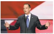  ?? J. SCOTT APPLEWHITE/ASSOCIATED PRESS ?? Reince Priebus, chairman of the Republican National Committee, speaks during the final day of the Republican National Convention in Cleveland.