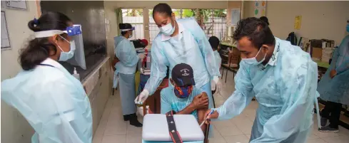  ?? ?? So far, more than 80 per cent of Fiji’s population have been fully vaccinated. Reaching the 90 per cent mark would see the start of the curfew move to 12pm.