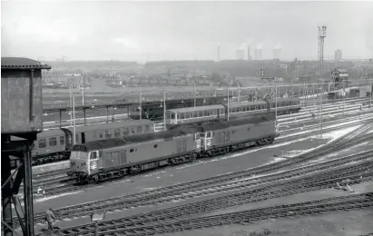  ??  ?? LEFT: Newton Heath Depot supplied the motive power for trains originatin­g in north Manchester. The services from Manchester Victoria to Glasgow that combined at Preston with a portion from Liverpool were examples. For a time, the Sunday afternoon service was rostered for a pair and the photo depicts 426 and 449 coupled ready to make their way to Red Bank carriage sidings to collect the coaches. (Jim Carte)