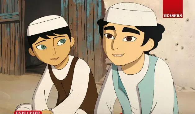  ??  ?? BOYS CLUB
Friends Parvana and Shauzia (voiced by Saara Chaudry and Soma Chhaya), who both dress as boys to help their families survive; Parvana with her dad (below, voiced by Ali Badshah).