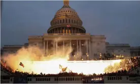  ?? ?? The insurrecti­on will be televised … Four Hours at the Capitol. Photograph: Leah Millis/ Reuters