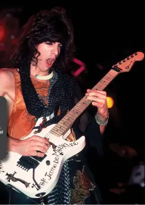  ?? ?? Ratt’s Warren DeMartini on stage in Rosemont, Illinois, September 21, 1985