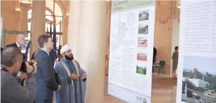  ??  ?? Lukas Kaucky, Under Secretary of Ministry of Foreign Affairs of the Czech Republic, Mohammed bin Said al Maamari, Scientific Adviser at the Office of the Minister of Endowments and Religious Affairs, at the Message of Islam exhibition, in Prague. — ONA