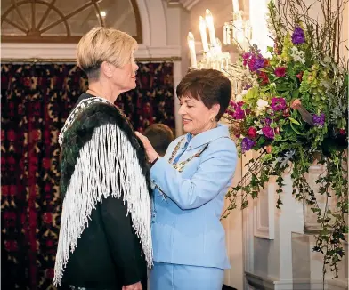  ??  ?? Kerry Prendergas­t at her investitur­e ceremony yesterday, being awarded by Governor-General Patsy Reddy.