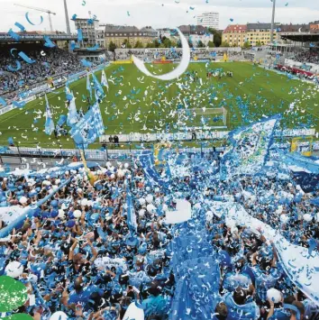  ?? Foto: dpa-Archiv ?? Als Fan des TSV 1860 München ist es unabdingba­r, eine gewisse Leidensfäh­igkeit zu haben. Umso glückliche­r stimmen einen die Erfolge der Löwen. Manch Löwen-Fan opfert dafür sogar seine Ehe.