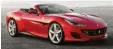  ?? Fotos: Hersteller, dpa ?? Traum in Rot: der offene Ferrari Portofi no mit 600 PS.