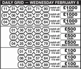  ??  ?? HERE ARE TODAY’S LOTTERY NUMBERS