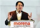  ?? ?? EL DIRIGENTE de Morena en conferenci­a de prensa, el 21 de febrero.