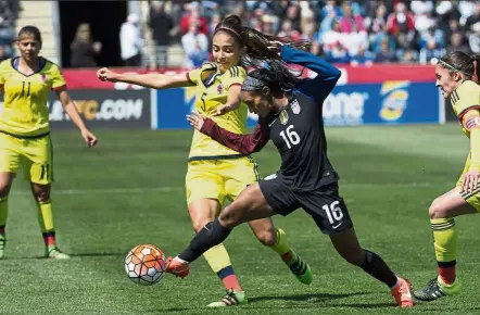  ?? — AP ?? echeverri (wearing the no 5 jersey) and Melissa Ortiz started a high-profile social media campaign to bring to light to some of the issues faced by teammates on the Colombian women’s national team.