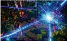  ??  ?? Middle Harry Krueger led the programmin­g on PS4’s best launch title, Resogun. Left Shoot the laser turrets, or tackle enemies? Right The laser beams confine you.