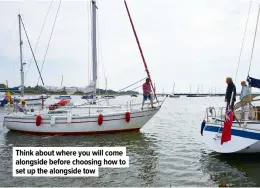  ??  ?? Think about where you will come alongside before choosing how to set up the alongside tow