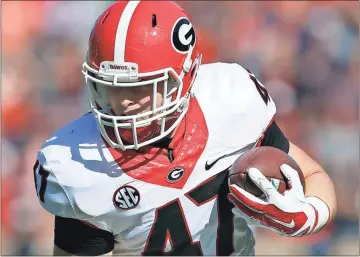  ?? File, Butch Dill / AP ?? Georgia fullback Christian Payne (47) said, “I know playing fullback is not a very glorified position. I really, really enjoy seeing Chubb and Sony ... scoring touchdowns. If I’m on the field and they score a touchdown, it makes me feel like I did my...