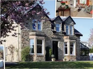  ??  ?? Family-friendly: Victorian villa Glencarron in Milngavie offers superb accommodat­ion including a smart formal lounge, inset above, and a separate coach house, inset left