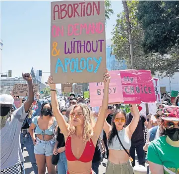  ?? ?? RIGHTS DEMAND: Activists in Los Angeles after the US Supreme Court decision.