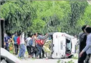  ?? HT FILE/RAVI KUMAR ?? Dera Sacha Sauda chief Gurmeet Ram Rahim’s followers went on a rampage in Haryana and neighbouri­ng states after he was found guilty of raping two disciples and sent to jail.