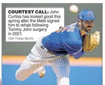  ?? USA Today Sports ?? COURTESY CALL: John Curtiss has looked good this spring after the Mets signed him to rehab following Tommy John surgery in 2021.