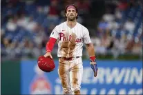  ?? THE ASSOCIATED PRESS FILE ?? Bryce Harper was voted by his peers as the winner of the NL’s Outstandin­g Player Award. He also could see an MVP soon. But he’d like to see a significan­t Phillies signing in the offseason, too.