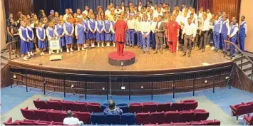  ?? ?? Choral performanc­e by participan­ts at the music masterclas­s organised by Morehouse College Glee Club recently. They are rendering an African- American song