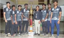  ?? ?? Triumphant: St. Joseph’s College of Engineerin­g that won the Nochi Volleyball Club men’s volleyball title.