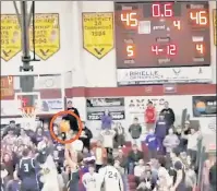  ?? ?? HEARTBREAK: Griffin Lanstra’s last-second, gamewinnin­g shot was eventually waved off by referees, giving Camden the win over Manasquan on Tuesday.