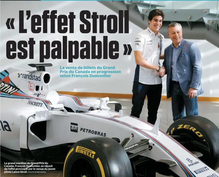  ??  ?? Le grand manitou du Grand Prix du Canada, François Dumontier, se réjouit de l’effet provoqué par la venue du jeune pilote Lance Stroll.