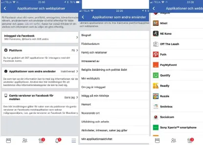  ?? Illustrati­on: EVA WIESELGREN ?? APPSTOPP. Öppna Facebooks inställnin­gar (i mobilen hittar du dem längst ned i menyn, i datorn under en liten pil till höger i överkanten). Under Appar kan du ställa in vad dina vänners appar får se. Jag har stängt av allt. Mina egna appar var svårare....