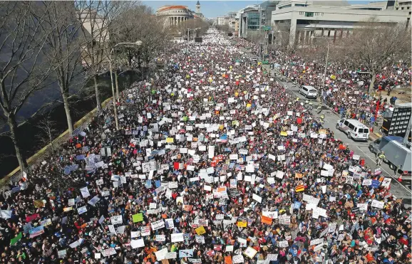  ?? Photo: AFP ?? Rally goers demonstrat­e on Pennsylvan­ia Avenue during the March for Our Lives Rally in Washington, DC.