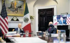  ?? EFE ?? Reunión virtual entre Joe Biden y Andrés López Obrador.