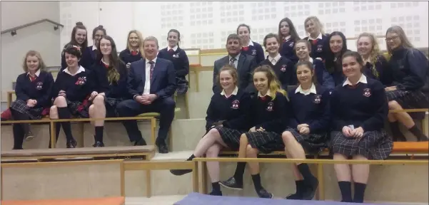  ??  ?? St Mary’s College ‘Politics and Society’ students meeting Wicklow TDs Pat Casey and Andrew Doyle during their recent trip to Dáil Éireann.