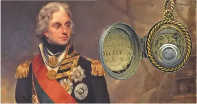  ??  ?? The projectile that killed Nelson was mounted in a locket and worn by Victory’s surgeon