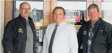  ?? ?? Taranaki Electricit­y Trust chairman Alan Jamieson (left), with trustees Andrew Wood and Jono Erwood.