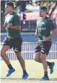  ?? Picture: Dylan Robinson ?? INDIGENOUS STARS: Latrell Mitchell runs with Cody Walker.